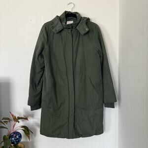 Numph Morganie Hooded Mid Length Coat in Ivy Green